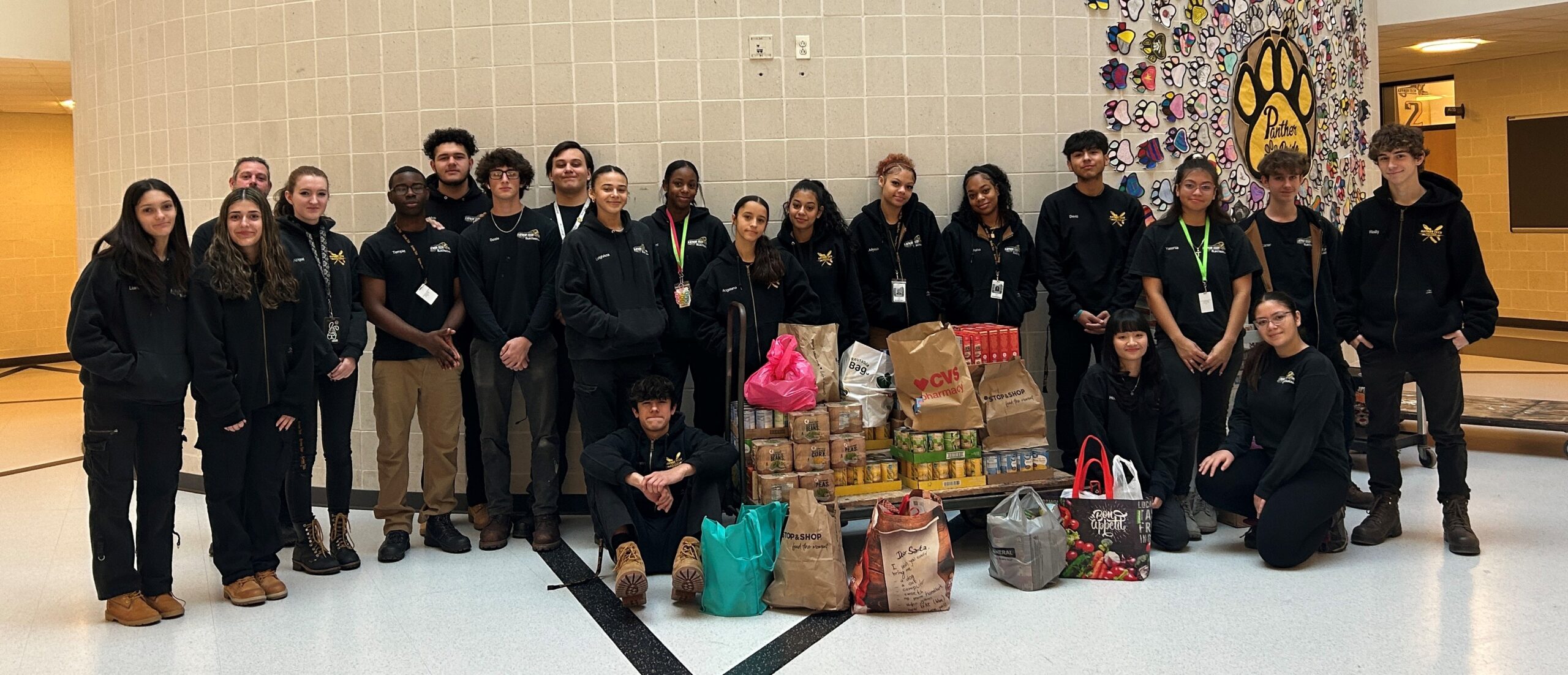 Electrical Juniors and their winning Food Drive Donations